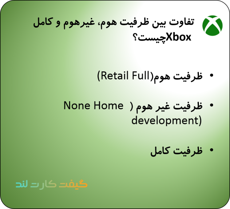 تفاوت بین ظرفیت های هوم ، غیر هوم و کامل xbox چیست؟
